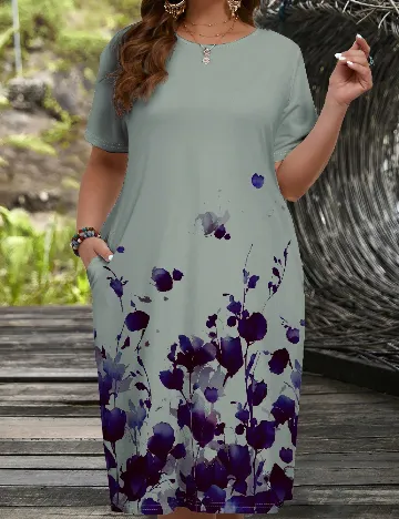 Rochie medie Emery Rose Curve, gri