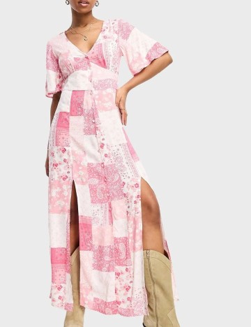 Rochie lunga Miss Selfridge, roz