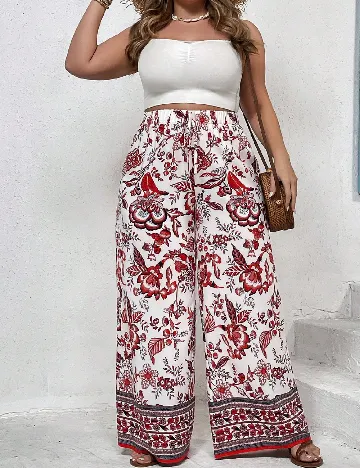 Pantaloni SHEIN CURVE, alb Alb