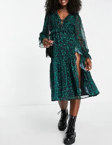 Rochie medie Miss Selfridge, verde Verde