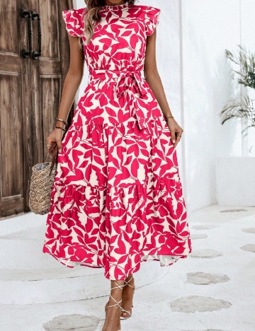 Rochie lunga SHEIN, crem/roz