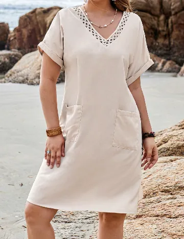 Rochie scurta Emery Rose Curve, crem