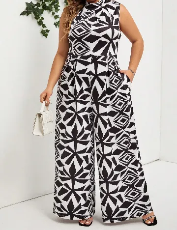 Salopeta SHEIN CURVE, negru/alb Negru