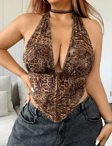 Top SHEIN CURVE, animal print