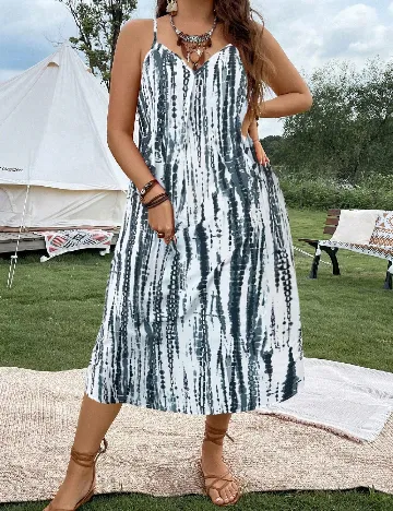 Rochie medie SHEIN CURVE, alb/gri