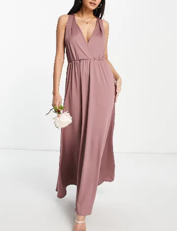 Rochie lunga Vila, roz pudra inchis Roz