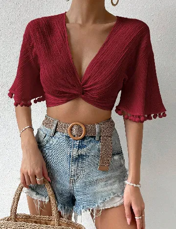 Top SHEIN, grena Rosu