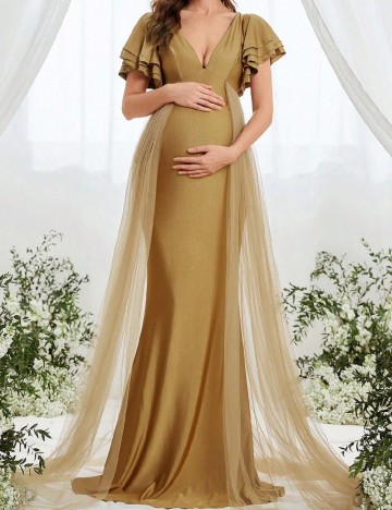 Rochie lunga SHEIN Maternity, maro