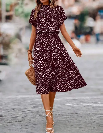 Rochie medie SHEIN, grena Rosu