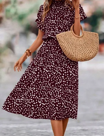 Rochie medie SHEIN, grena Rosu