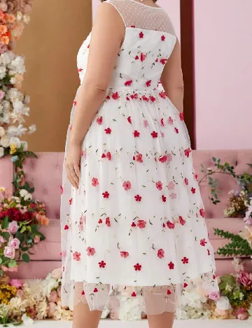 Rochie medie SHEIN CURVE, alb/rosu
