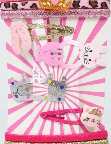 Set Clama de par 10 bucati Little Concepts, roz Roz