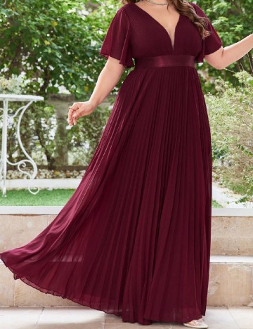 Rochie lunga UNITHORSE Plus Size, grena