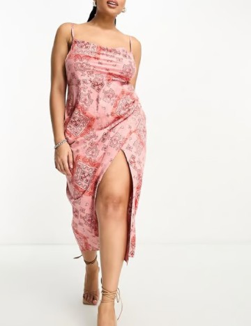 Rochie medie ASOS Curve, roz