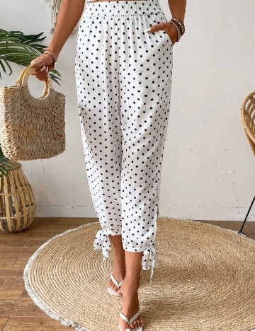 Pantaloni SHEIN, alb/negru