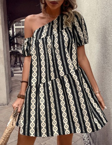 Rochie scurta SHEIN, crem/negru
