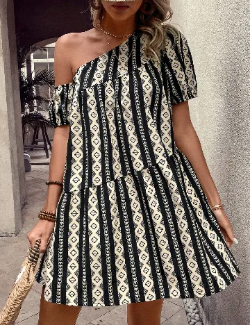 Rochie scurta SHEIN, crem/negru
