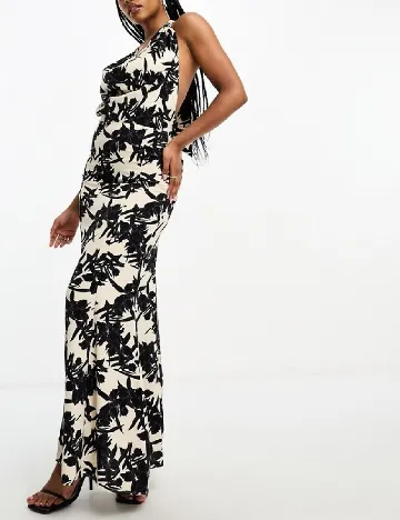 Rochie lunga IN THE STYLE, crem/negru Negru