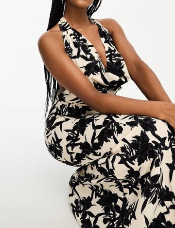 Rochie lunga IN THE STYLE, crem/negru