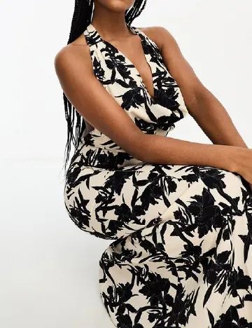 Rochie lunga IN THE STYLE, crem/negru Negru