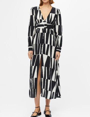Rochie lunga Object, alb/negru