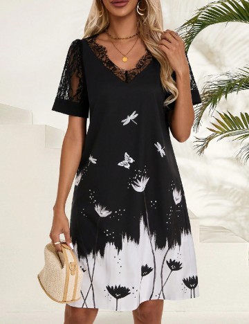Rochie scurta SHEIN, negru/alb