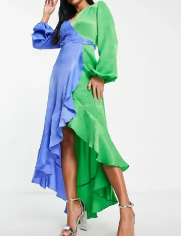Rochie lunga Flounce London, albastru/verde Albastru