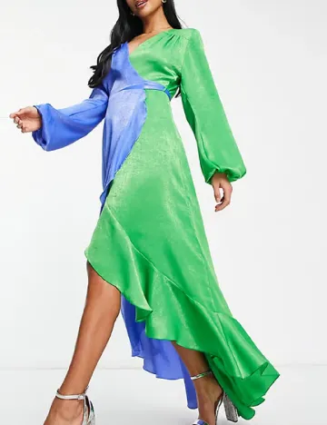 Rochie lunga Flounce London, albastru/verde Albastru