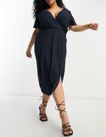 Rochie scurta TFNC London Plus Size, bleumarin