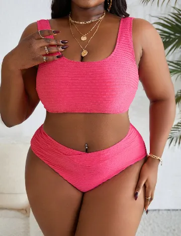 Costum de baie SHEIN CURVE, roz