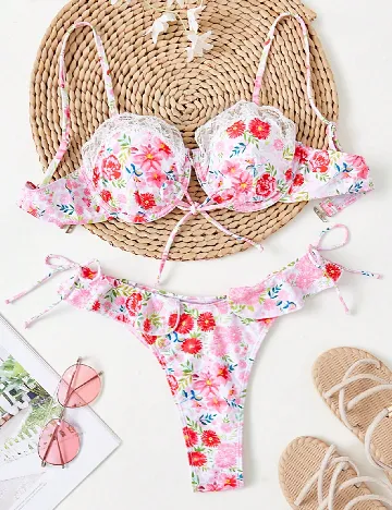 Costum de baie SHEIN, floral Floral print