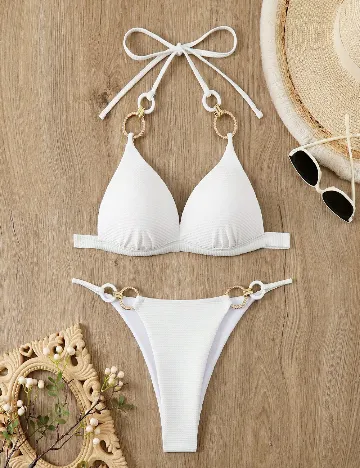 Costum de baie SHEIN, alb Alb