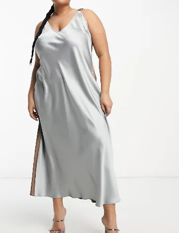 Rochie lunga ASOS Curve, maro/gri