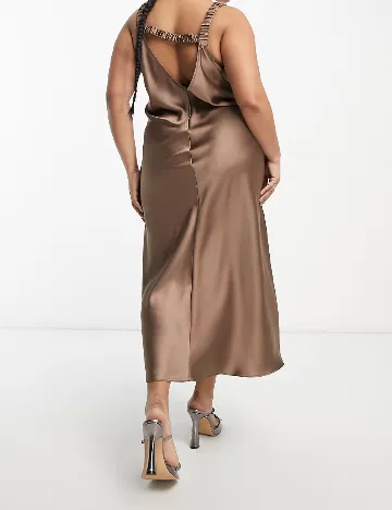 Rochie lunga ASOS Curve, maro/gri
