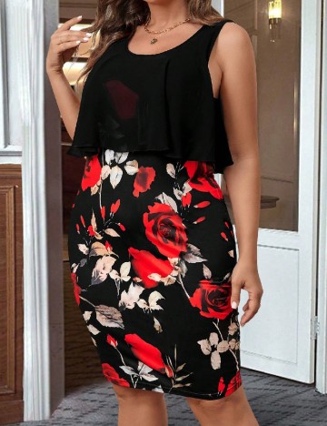 Rochie scurta SHEIN CURVE, negru/rosu