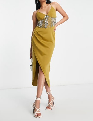 Rochie medie ASOS, kaki
