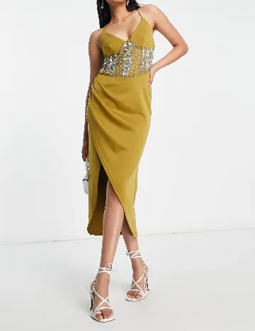 Rochie medie ASOS, kaki