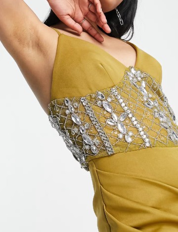 Rochie medie ASOS, kaki