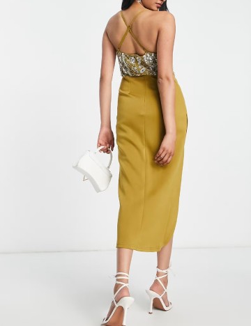 Rochie medie ASOS, kaki