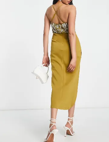 Rochie medie ASOS, kaki