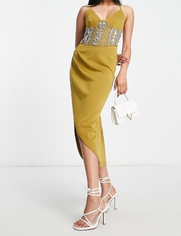 Rochie medie ASOS, kaki