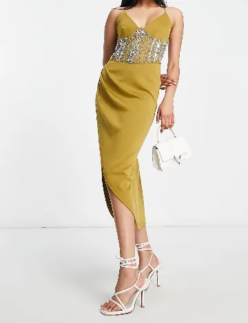 Rochie medie ASOS, kaki