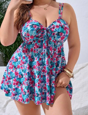 Costum de baie SHEIN CURVE, floral print