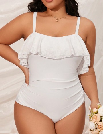 Costum de baie SHEIN CURVE, alb
