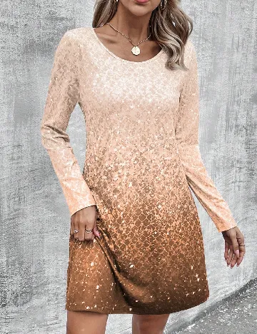 Rochie scurta SHEIN, maro/crem