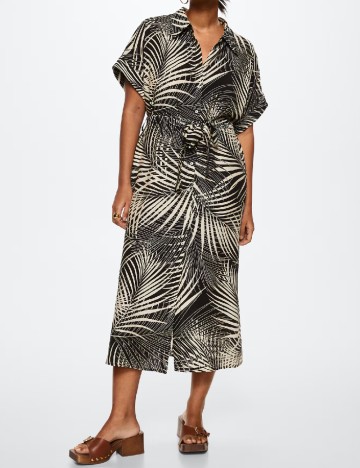 Rochie medie Mango Violeta, negru/alb