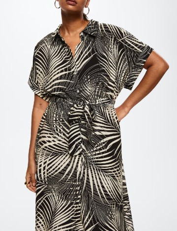 Rochie medie Mango Violeta, negru/alb