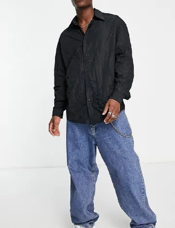 Camasa Oversize ASOS, negru Negru