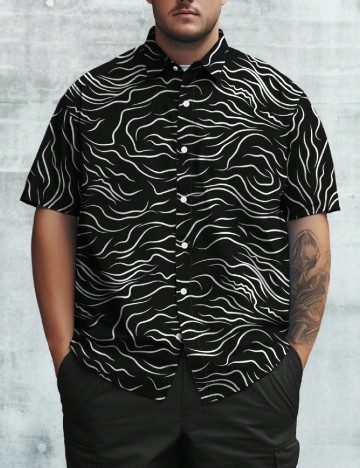Camasa SHEIN Plus Size Men, negru