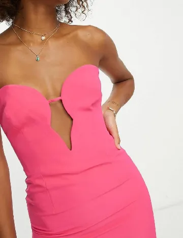 Rochie lunga Bardot, roz Roz